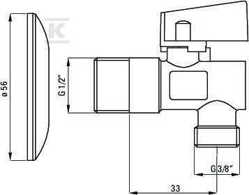 Zawór kątowy kulowy 1/2" - 3/8" - w - VFA_B62K